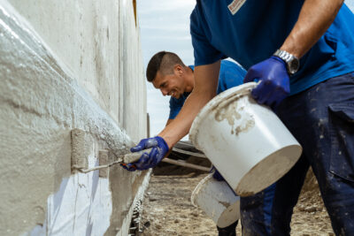 shooting photo sur chantier dans la canton de neuchatel en suisse. photographie qui mets en valeurs les employé de l'entreprise ESSIMA, entreprise spécialisé dans la pose d'étancheité en suisse.